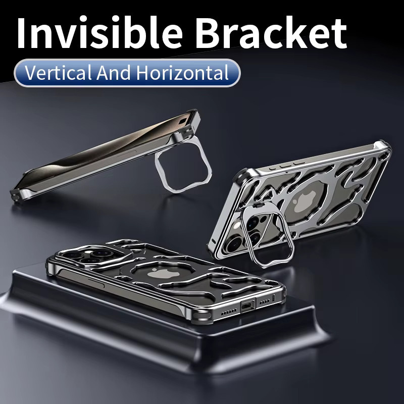 Magnetische Metall-Handyhülle für Samsung in Grau mit unsichtbarem Halter und abnehmbarer Aluminium-Kühlung, stoßfest - Bild 2