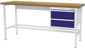 STIER Werkbank mit 2 Schubladen in Grau und Blau, B/T/H: 200 x 60 x 96 cm - Bild 1