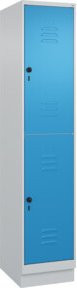 C+P Doppelstock-Spind Classic PLUS mit Sockel, 1 Abteil, RAL 5012 Lichtblau, B/T/H: 50 x 40 x 195 cm - Bild 1