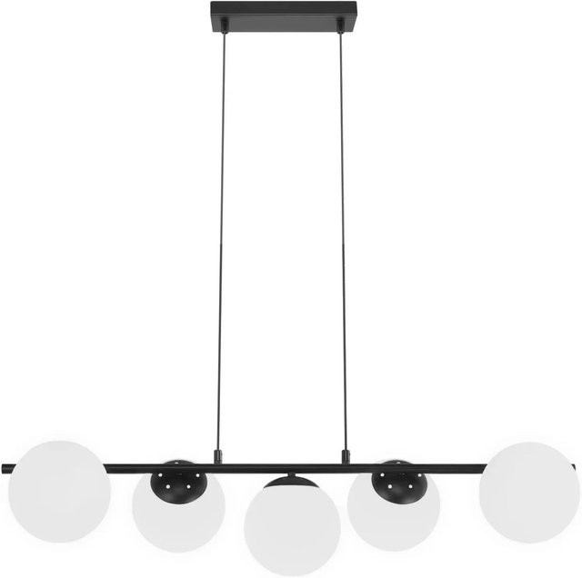 NETTLIFE Pendelleuchte Schwarz mit transparentem Glas, 5-flammige moderne Hängelampe für Esszimmer und Wohnzimmer, E27, Höhe: 150 cm - Bild 1