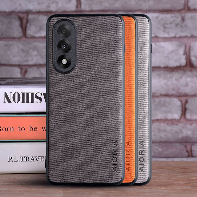 Luxuriöse Textil-Ledertasche für OnePlus Nord CE 5, Nord 5, Nord CE4 Lite und Nord 4 5G aus weichem TPU und hartem PC, Farben: Rot und Grau - Bild 1