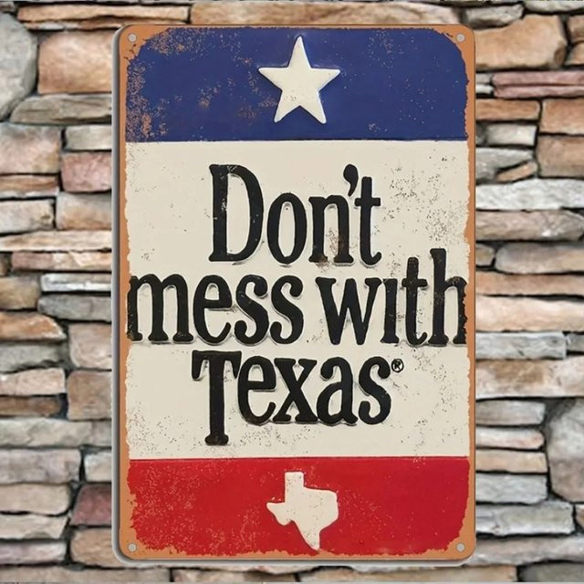 CIFBUY Vintage Don't Mess with Texas Metallwandschild im rustikalen Design mit Sternen in Rot, Weiß und Blau, Breite: 30,0 cm, Höhe: 20,0 cm, Tiefe: 1,0 cm - Bild 1