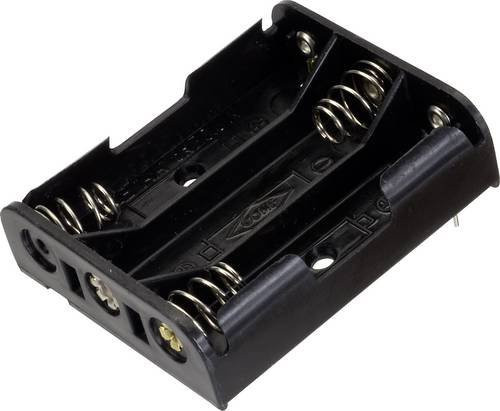 TRU COMPONENTS BH-331P Batteriehalter für 3x Mignon AA Batterien mit Kontaktpole in Schwarz - Bild 1