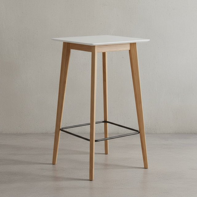 KADIMA DESIGN Skandinavischer Bartisch in Weiß und Eiche mit quadratischer Tischplatte, B/T/H: 60 x 60 x 110 cm - Bild 1