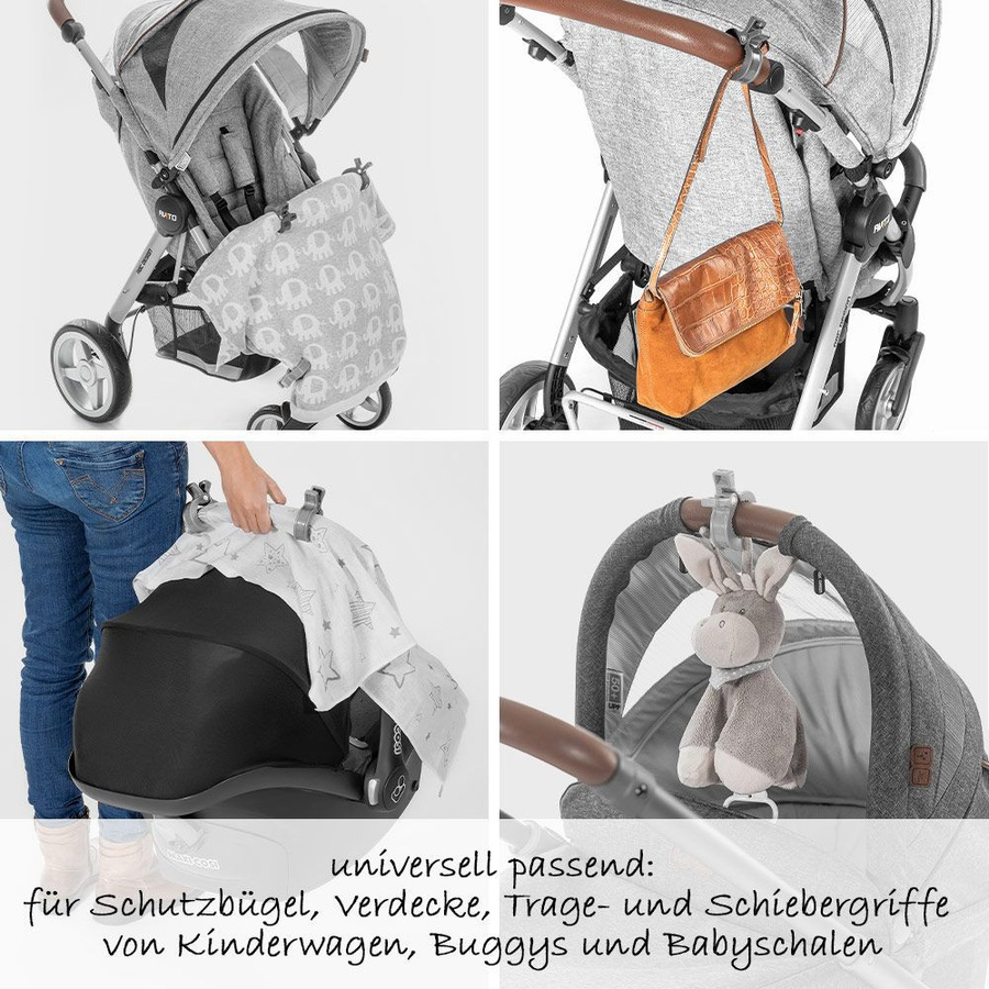 Zamboo 12-teiliges Kinderwagen-Ausstattungsset mit Rucksack in Gelb und Grau, BPA-frei und rutschfest - Bild 3