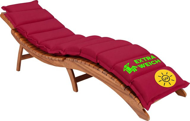 Sonnenliege Auflage DETEX Rot, wasserabweisend und gesteppt, B/T/H: 183 x 56 x 7 cm - Bild 1