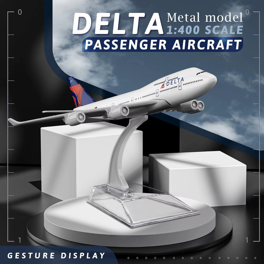 ZOCO Delta Airlines B747, Flugzeug Modell, Metall, 1:400, 16cm - Bild 2