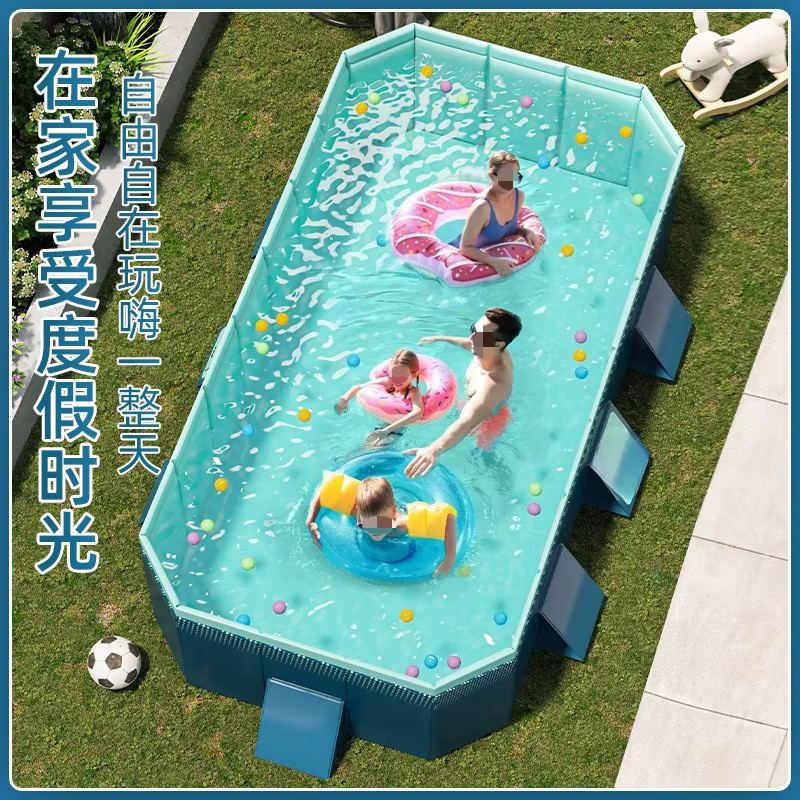 Tragbarer Outdoor-Swimmingpool in Blau, rechteckiges Modell ohne Installation für Hof und Balkon - Bild 3