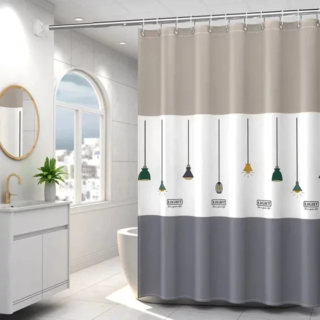 Potdemiel Duschvorhang mit nordischem Kronleuchter-Muster aus wasserdichtem PEVA-Material, B/H: 180 x 90 cm - Bild 1