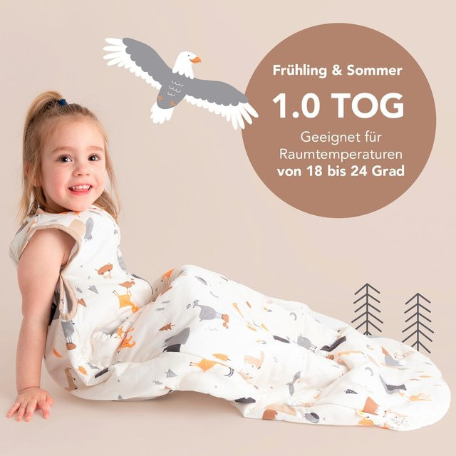 Schlummersack Schlafsack ohne Füße für Babys in Beige 1.0 Tog - Bild 1