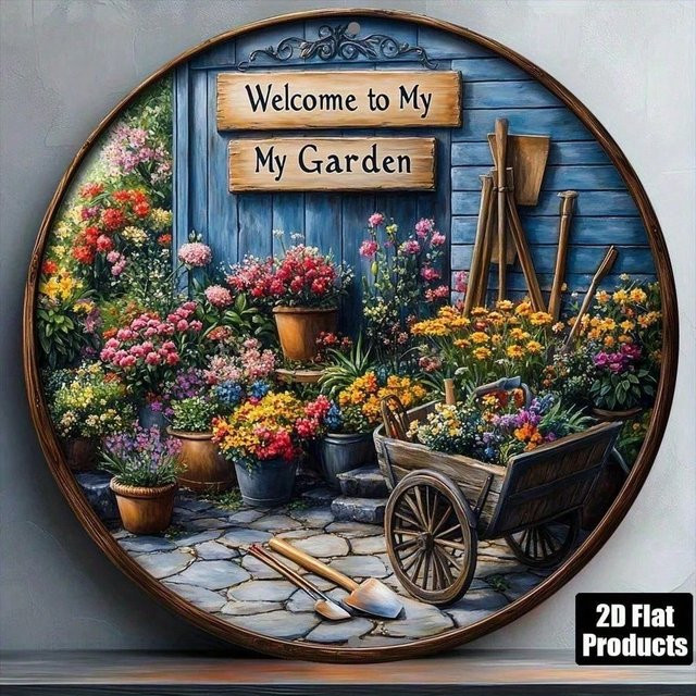 CIFBUY Rundes Aluminium-Metallschild mit Blumen-Motiv in Multicolour, Durchmesser: 20,32 cm - Bild 1