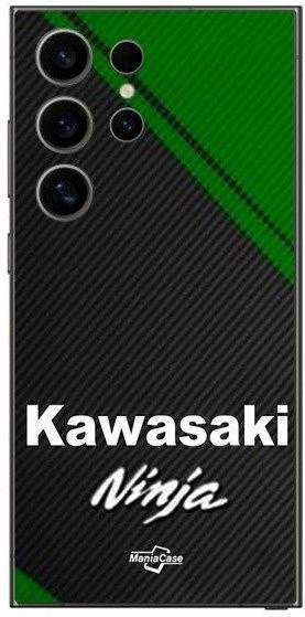 Samsung Galaxy S24 Ultra Schutzhülle mit Kawasaki Ninja Motorrad Logo in Schwarz - Bild 1