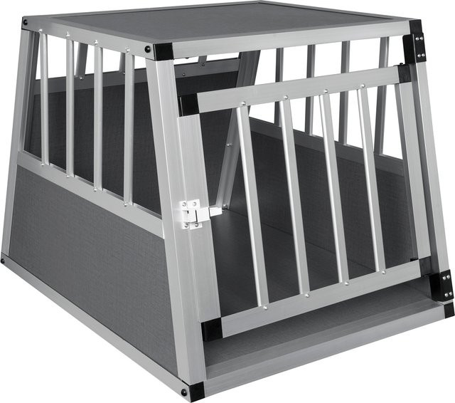 EUGAD Aluminium-Transportbox für Hunde und Katzen, atmungsaktiver Haustierkäfig für Innen und Außen, Grau, B/T/H: 69 x 54 x 50 cm - Bild 1