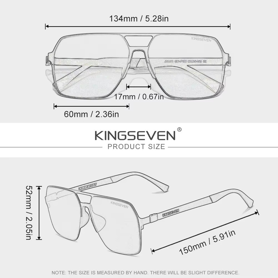 KINGSEVEN Sonnenbrille Square, Herren, Vollrand, Metall, polarisiert - Bild 3