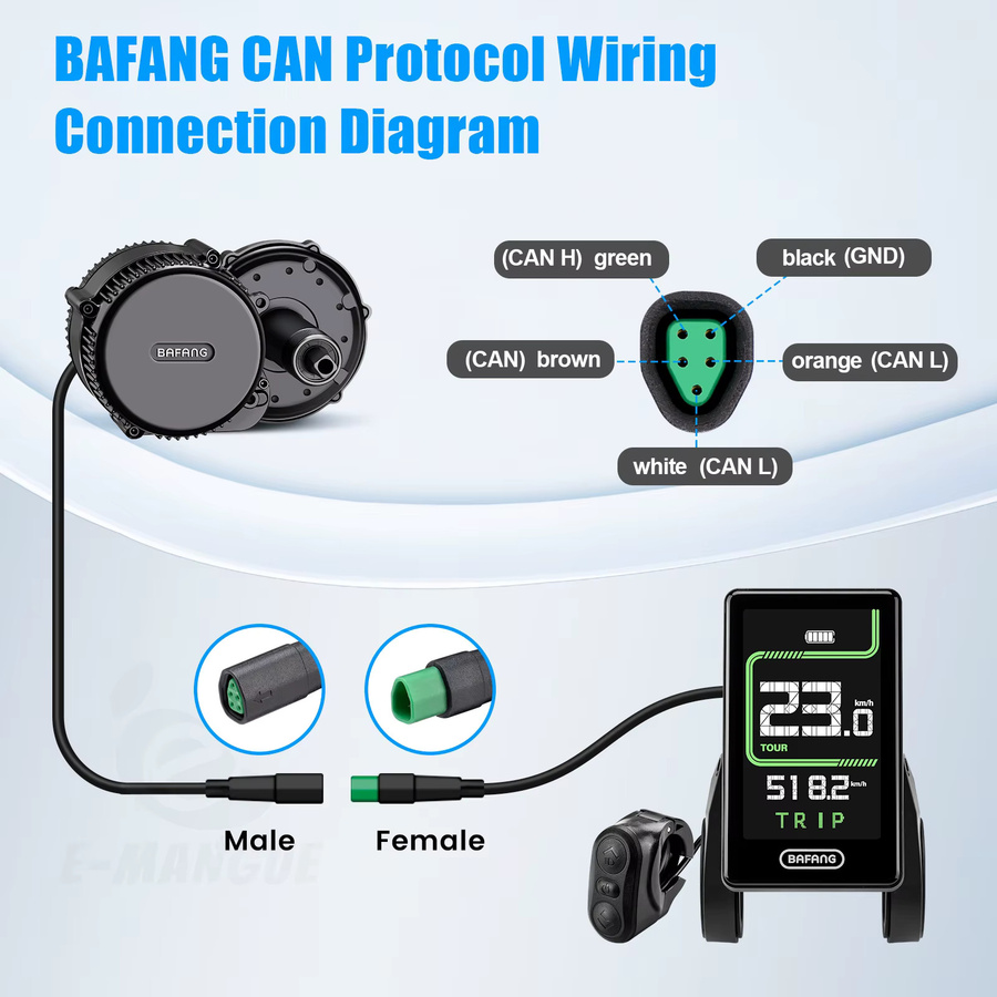Bafang E-Bike Display DPC020 mit 3,5 Zoll LCD, 5-Pin Stecker, USB-C-Ladefunktion und Geschwindigkeitsbegrenzer für CAN-Protokoll-Motoren, Schwarz - Bild 6