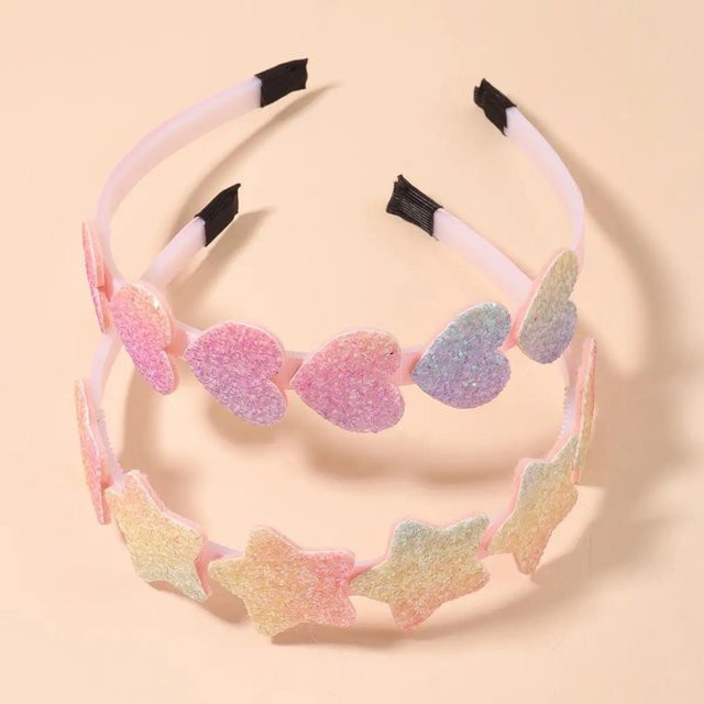 YULIN Haarband, Regenbogen Glitzer Stern Herz, Damen, Mädchen, beige - Bild 1