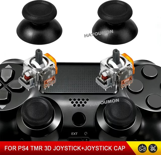 TMR Elektromagnetischer Joystick Ersatz für PS4-Controller, 3D Analog-Sensor Upgrade gegen Stick Drift, Schwarz - Bild 1
