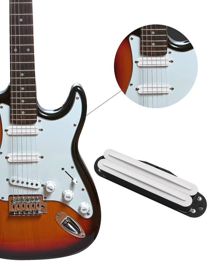 Phrilam Pro ST Alnico5 Dual Single Coil Mini Humbucker Pickup für E-Gitarren in Schwarz - Bild 4