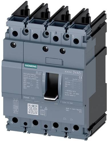 Siemens 3VA5195-6ED41-0AA0 Leistungsschalter in Grau mit einem Einstellbereich von 15 - 15A und einer maximalen Schaltspannung von 690 V/AC sowie 600 V/DC - Bild 1