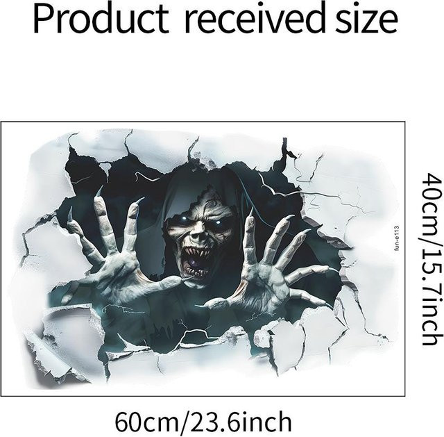 MENGN Top Halloween Horror Wandaufkleber mit gebrochenem Schädel, selbstklebend, Weiß, Breite: 40 cm, Höhe: 60 cm - Bild 1