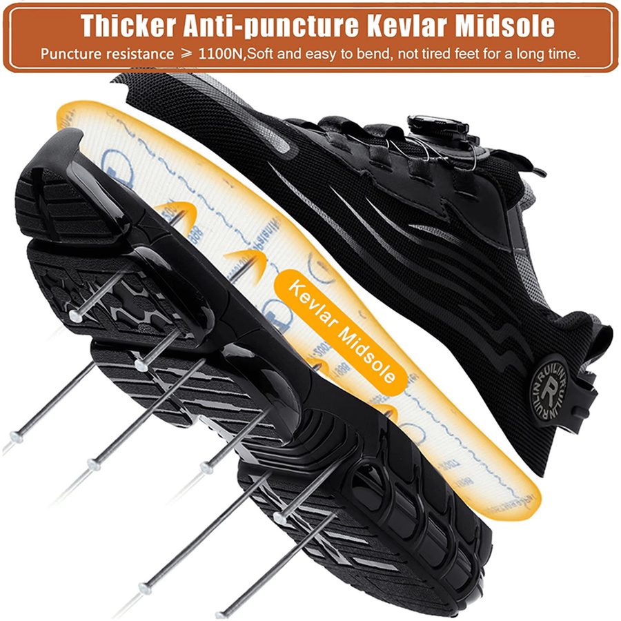 Manlegu Sicherheitsschuhe für Herren in Schwarz mit Stahlkappe und rutschfester Sohle - Bild 4