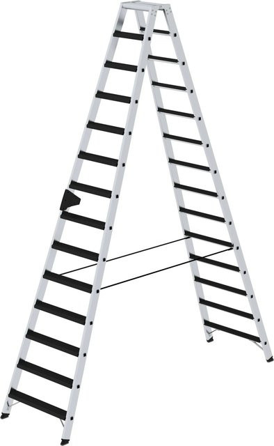 PROREGAL Stufen-Stehleiter Clip-Step Relax beidseitig begehbar in Silber mit 2 x 14 Stufen - Bild 1