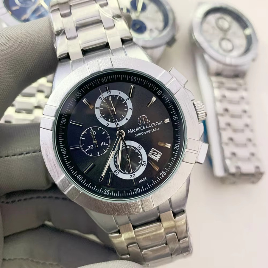 Maurice Lacroix Chronograph Armbanduhr, Edelstahl, Schwarz, Herren - Bild 2