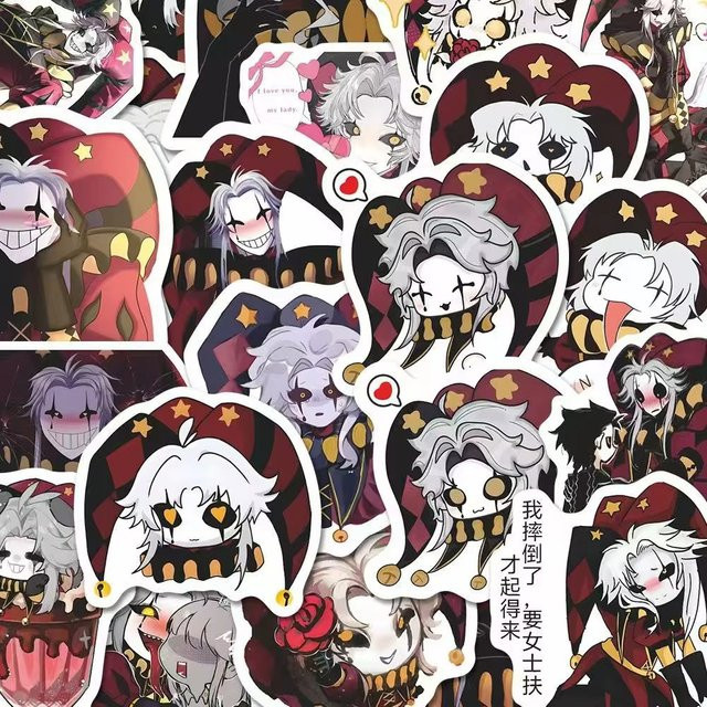 60 Stück Game The Freak Circus Pierrot Vinyl Sticker, wasserfeste Aufkleber für Scrapbooking, Handy und Skateboard, mehrfarbig - Bild 1