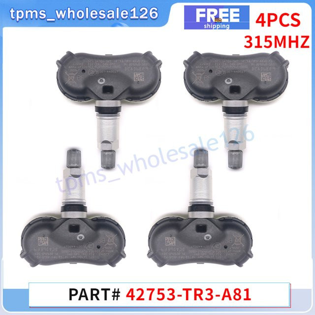 GANGLE TPMS Reifendrucksensor Set 315MHz in Schwarz für Acura CSX, Honda Civic, Element, Fit und Odyssey, 4 Stück - Bild 1