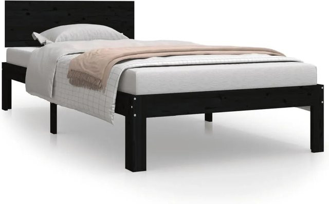 vidaXL Massivholzbett aus Kiefer in Schwarz, B/T/H: 90 x 200 x 205,5 cm - Bild 1