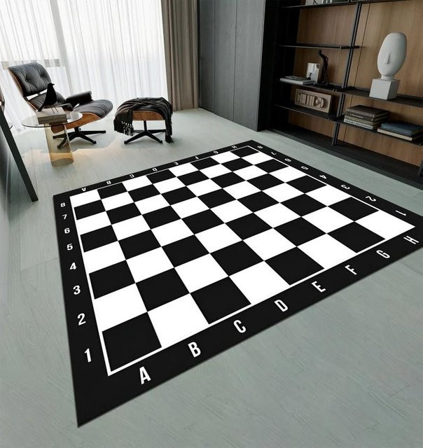 Lodestar Schach-Teppich mit Schachbrettmuster in Schwarz-Weiß, B/T: 60 x 40 cm - Bild 1
