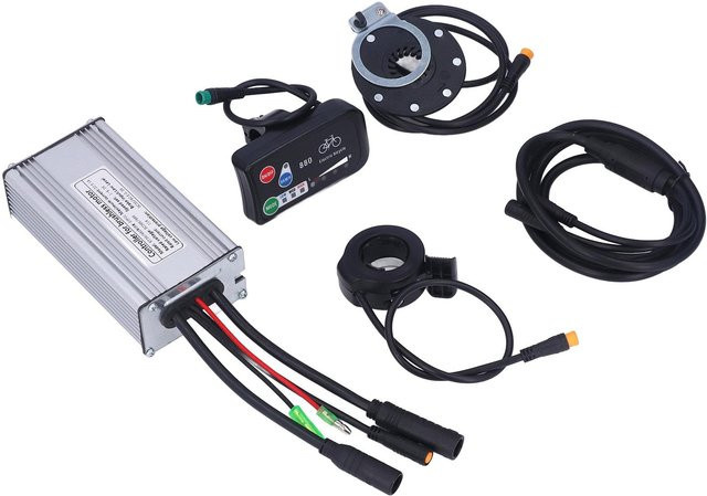 Fishine Fahrrad Lithium Batterie Conversion Kit mit 22A Controller, LED 880 Display und 1 zu 2 Anschluss Linie in Grau - Bild 1