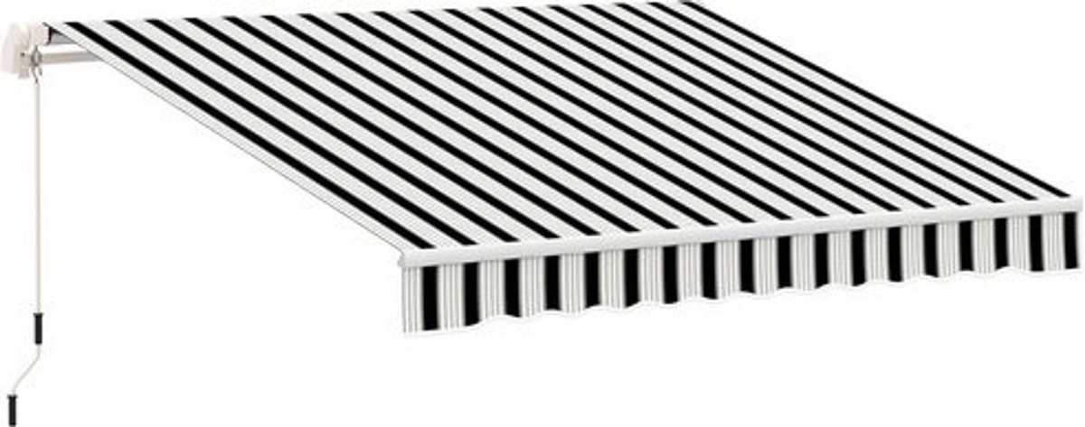 Outsunny Gelenkarmmarkise mit Handkurbel aus Aluminium und Polyester in Weiß-Blau, B/T/H: 245 x 395 x 350 cm - Bild 2