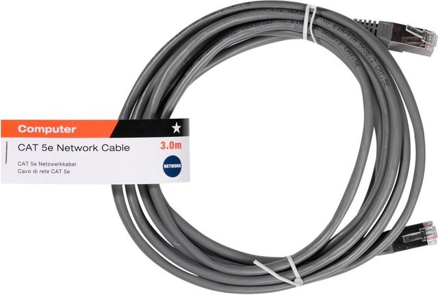 Vivanco CAT5e Ethernet LAN Netzwerkkabel, grau, Länge: 3 m - Bild 1