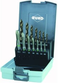 Ruko MGB Satz Flowstep TIP HSS-Co Gewindebohrer-Set 14-teilig M3-M12 in Silber - Bild 1