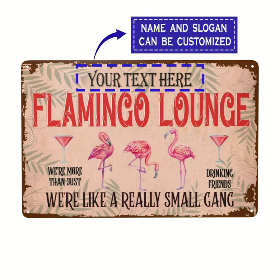 Personalisiertes Metallschild Hello Young Flamingo-Lounge Wanddekoration, B: 20 cm, H: 30 cm, Farbe: Weiß/Mehrfarbig - Bild 3