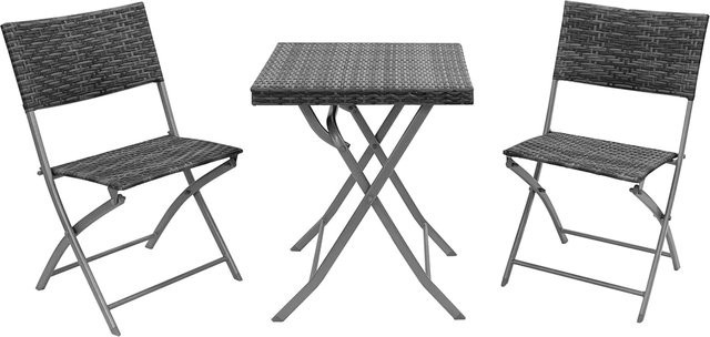 HTI-Living Tischgruppe Siggi aus Polyrattan in Grau mit Tisch und 3 Stühlen für den Außenbereich - Bild 1