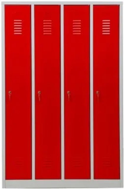 PROREGAL Garderobenspind Camel mit 4 Fächern und Zylinderschloss, Farbe Grau-Rot, H x B x T: 180 x 117 x 50 cm - Bild 1