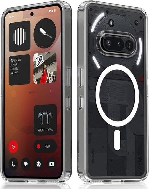 Stark magnetisches kabelloses Ladecase aus Acryl für Nothing Phone 3a 5G, stoßfeste Rückabdeckung in Schwarz und Transparent - Bild 1