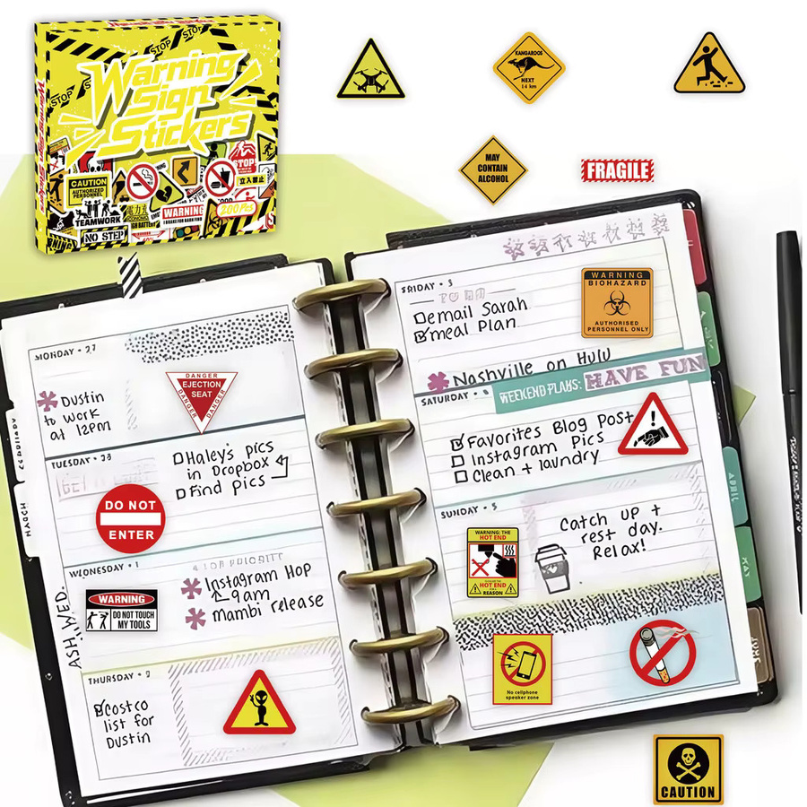 203 Stück Warnschilder-Aufkleber mit Sicherheitssymbolen in Multicolour für DIY-Dekoration von Notebooks, Laptops und Handyhüllen von RecordingYourLife Store - Bild 5