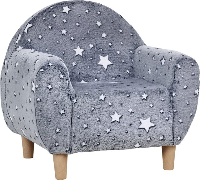 AIYAPLAY Kindersternensofa aus weichem Samt mit leuchtenden Sternen in Grau von Aosom - Bild 1