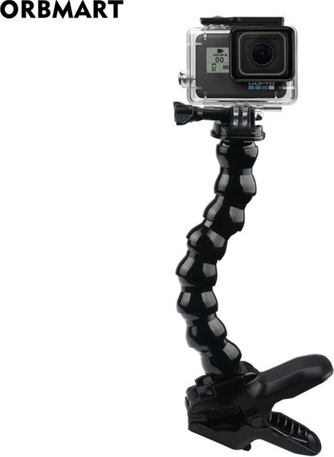 Jaws Flex Clamp Arm Mount Verstellbarer Schwanenhalshalter in Schwarz für GoPro, SJcam, Yi und DJI Action Kameras - Bild 1