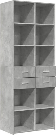 vidaXL Highboard modern in Betongrau mit Türen und Schubladen, B/T/H: 70 x 42,5 x 185 cm
