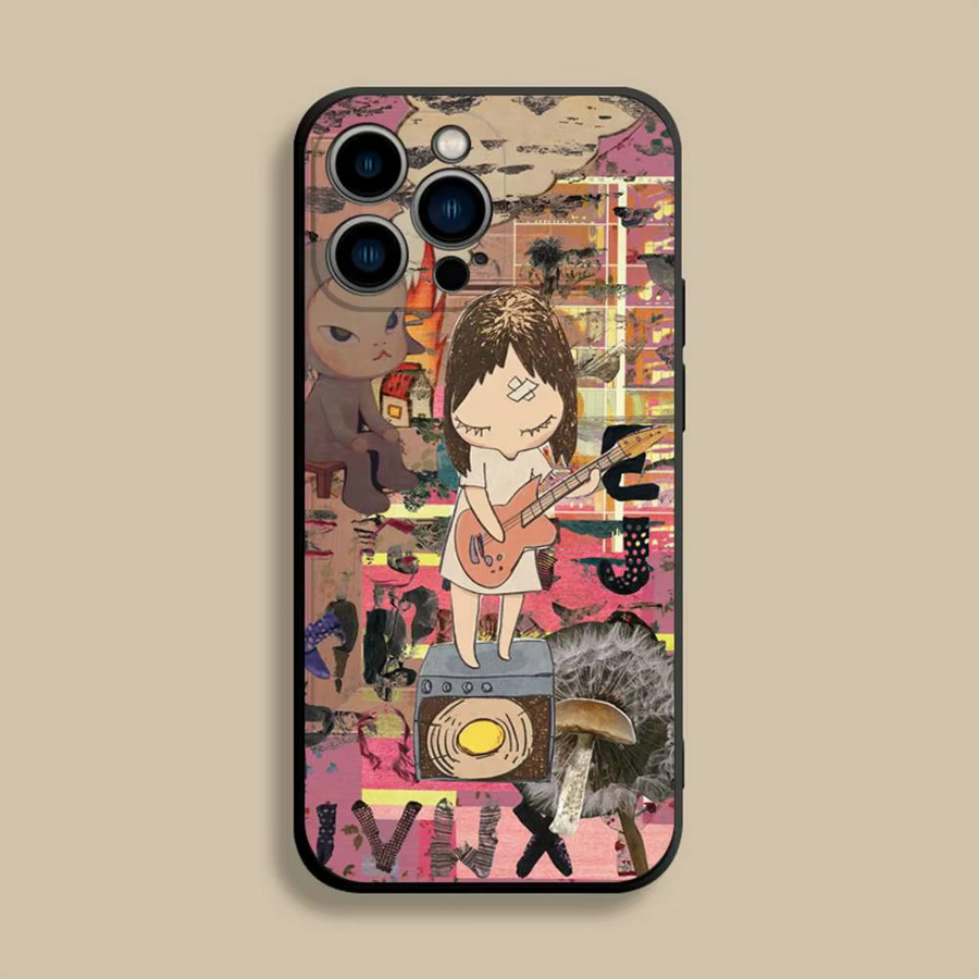 Y-Yoshitomos Art N-Nara Handyhülle für iPhone 12 bis 17 Pro Max Plus SE Air Mini Soft Cover Schwarz - Bild 2