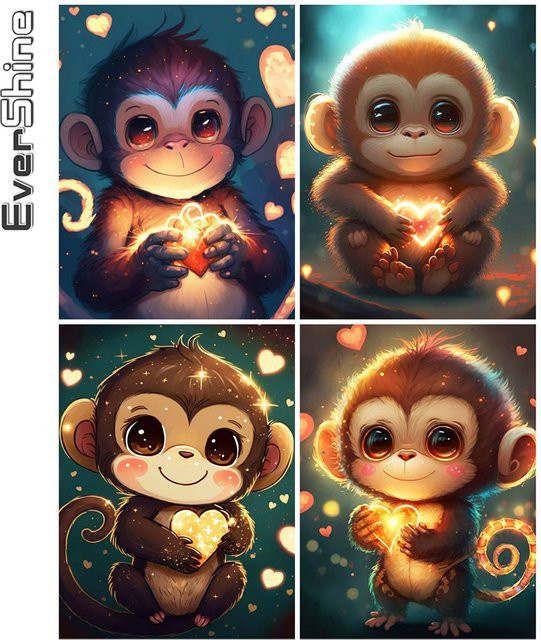 Ever shine Affe Diamant Malerei, Mosaik Stickerei Kit, Bunt / Mehrfarbig - Bild 1