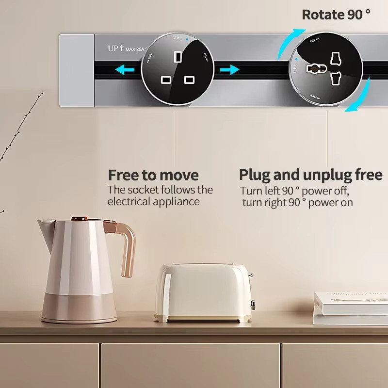 FRONCS Universal Steckdosenadapter mit Doppel-USB und AC-Stecker in Silber für Wand-Stromschienen - Bild 2