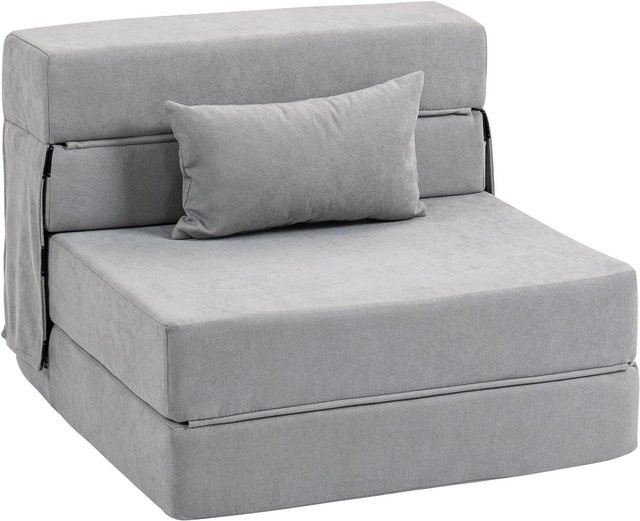 HOMCOM 3 in 1 Schlafsessel als klappbares Schlafsofa mit Bettfunktion in Hellgrau - Bild 1