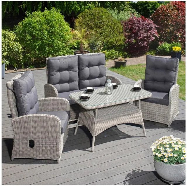 Green Spirit Garten Sitzgruppe Monte Carlo in Grau aus Aluminium mit Sicherheitsglas - Bild 1