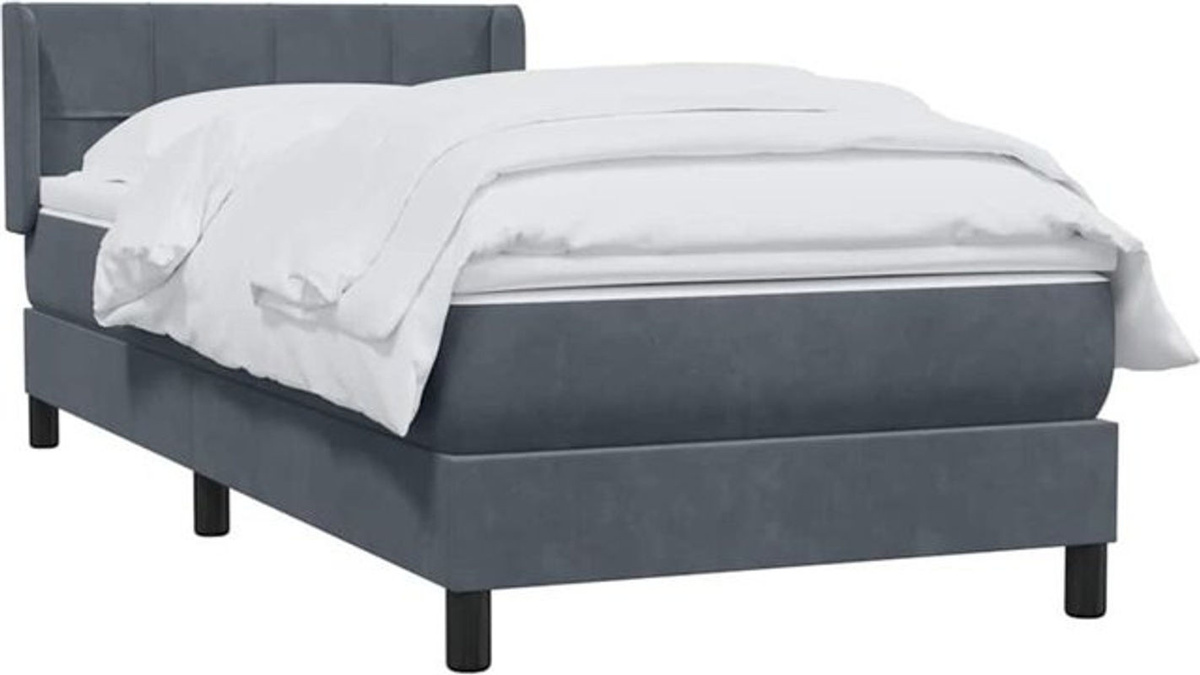 vidaxl Boxspringbett mit Matratze aus Samt in Grau B/L: 80 x 210 cm - Bild 1