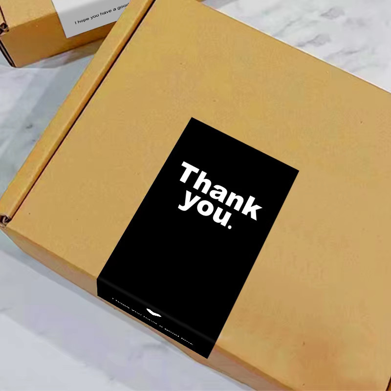100 Stück Dankeschön-Aufkleber in Schwarz als rechteckige Siegelaufkleber für Geschenkverpackungen, Dekoration und Backboxen - Bild 3